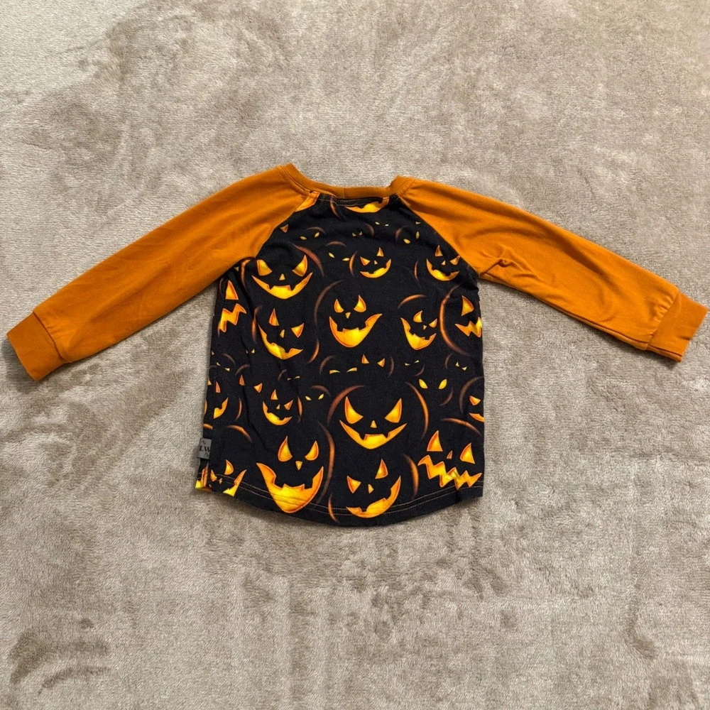 Lil Walters Halloween Pumpkin Raglan Shirt Toddler 18-24M Jack-O-Lantern Top